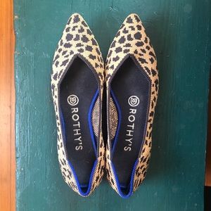 Rothy's pointy-toe leopard shoes